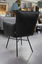 Luxe eetkamerstoelen Sanne Jess design leer zwart armleuning, Huis en Inrichting, Stoelen, Nieuw, Vijf, Zes of meer stoelen, Metaal