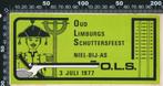 Sticker: Oud Limburgs Schutterfeest Sint Sebastianus 1977, Verzenden, Zo goed als nieuw, Bedrijf of Vereniging