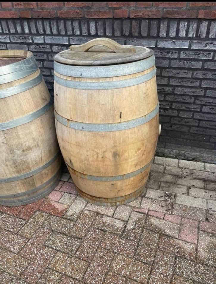 Eikenhouten regenton met  los deksel, Tuin en Terras, Regentonnen, Zo goed als nieuw, Hout, 150 liter of meer, Ophalen