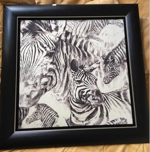 Zebra..........in zwarte lijst..........met zilveren rand, Antiek en Kunst, Kunst | Schilderijen | Modern, Ophalen