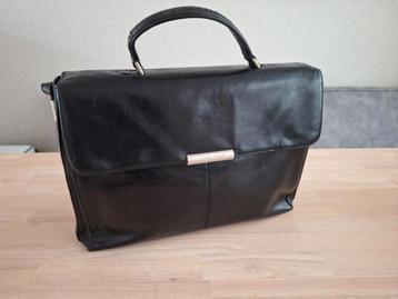 Zwart leren Claudio Ferrici laptoptas voor pc en multomap. beschikbaar voor biedingen