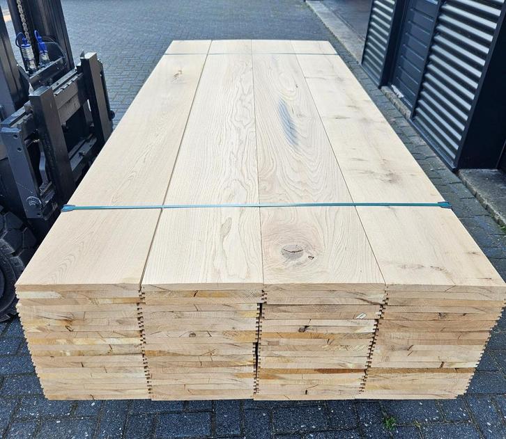 Massief eiken vloer | dakbeschot | vellingdeel(veer&groef), Doe-het-zelf en Verbouw, Hout en Planken, Nieuw, Plank, Eiken, 200 tot 250 cm