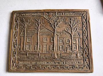 Koperen plaquette kolonie Hoogeland Beekbergen 1892- 1932 beschikbaar voor biedingen