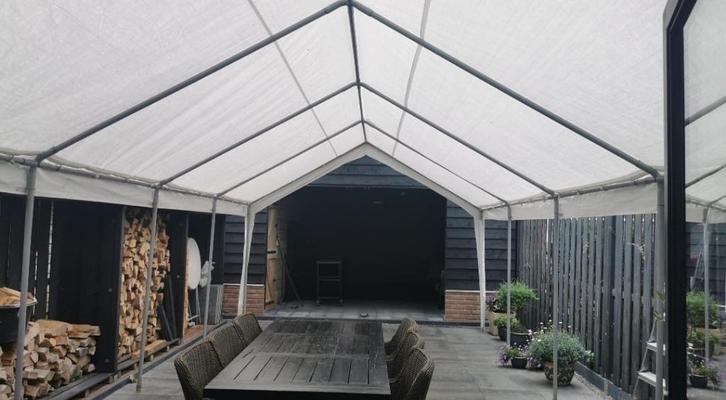 Partytent 6 x 4 te huur, Hobby en Vrije tijd, Feestartikelen | Verhuur, Gebruikt, Overige, Ophalen