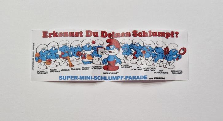 ZEER zeldzame Ferrero papieren bijsluiter 1981, Verzamelen, Smurfen, Nieuw, Overige typen, Overige Smurfen, Verzenden