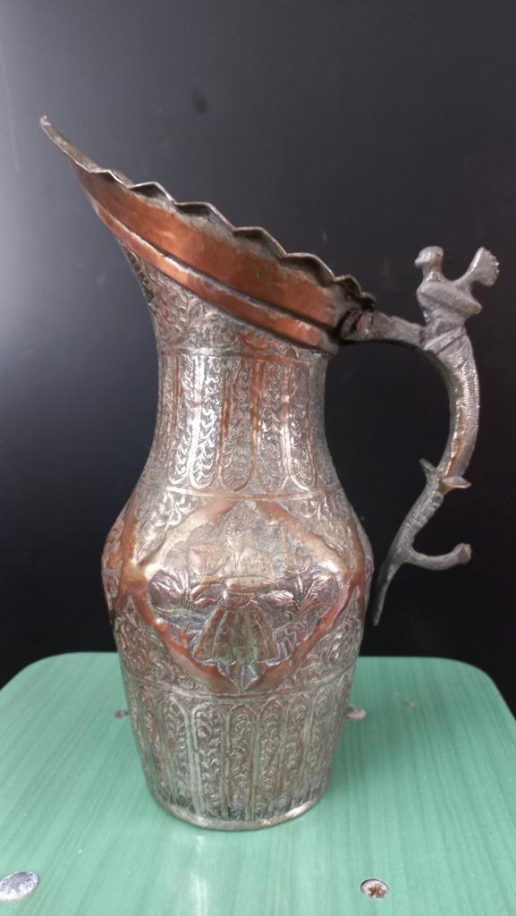 Oude Oosterse waterkan met vogeloor, Antiek en Kunst, Antiek | Tin, Ophalen of Verzenden