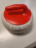 Curlingsteen - Lichtgrijs Graniet, Rood Handvat, Ophalen, Zo goed als nieuw, Overige typen
