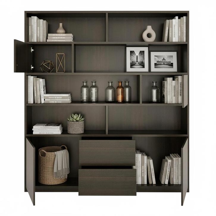 Kast - Wandkast - Woonkamerkast - Boekenkast - Cinewall, Huis en Inrichting, Kasten | Wandmeubels, Nieuw, 200 cm of meer, 200 tot 250 cm