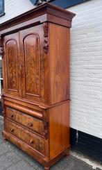 antiek Engels mahonie kabinet 3-delig, planken en lades, Ophalen of Verzenden