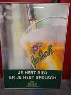 3 Mooie Grolsch posters in metalen lijst, Ophalen, Zo goed als nieuw, Reclamebord, Plaat of Schild, Grolsch