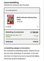 Walibi spookydays, Tickets en Kaartjes, Twee personen, Ticket of Toegangskaart