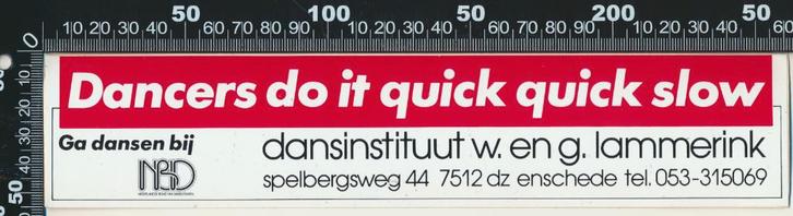 Sticker: Dansinstituut Lammerink - Enschede (2), Verzamelen, Stickers, Zo goed als nieuw, Bedrijf of Vereniging, Ophalen of Verzenden