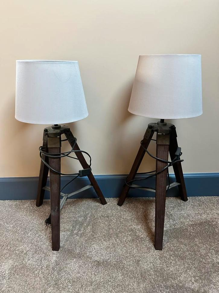 Set van 2 Tripod Lampen, Huis en Inrichting, Lampen | Tafellampen, Ophalen of Verzenden