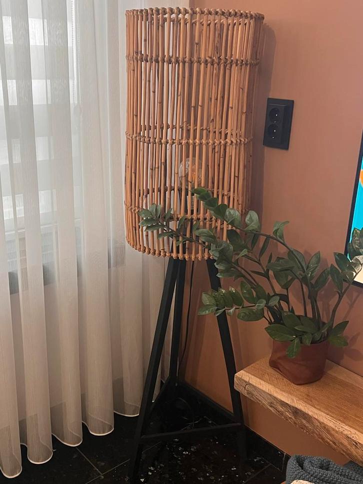 Stijlvolle bamboe vloerlamp / staande lamp, Huis en Inrichting, Lampen | Vloerlampen, Gebruikt, 100 tot 150 cm, Hout, Ophalen
