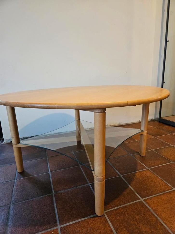 Mooie houten salon tafel - Haslev, Huis en Inrichting, Tafels | Salontafels, Gebruikt, Minder dan 50 cm, 50 tot 100 cm, 100 tot 150 cm