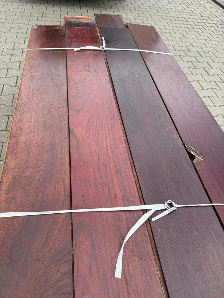 44 m2 massieve Jatoba parketvloer . 18 cm breed 2 cm dik, Doe-het-zelf en Verbouw, Vloerdelen en Plavuizen, Gebruikt, Vloerdelen of -planken