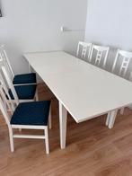 Wit Eettafel met 6 stoel te koop, Huis en Inrichting, Ophalen, Gebruikt, 4 tot 6 stoelen