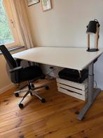 Zit sta bureau verstelbaar met slinger wit blad 160x80 cm, Huis en Inrichting, Bureaus, Ophalen, In hoogte verstelbaar, Zo goed als nieuw