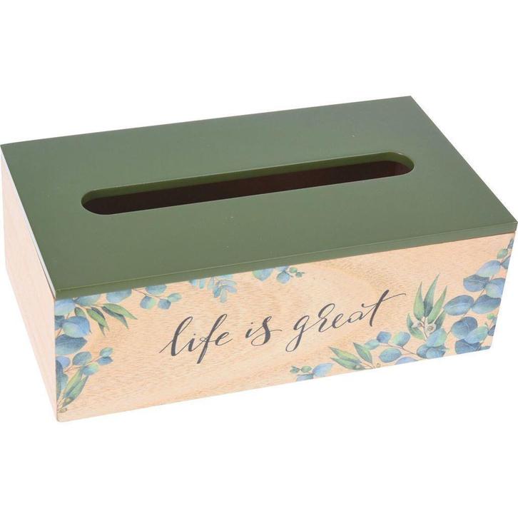 Tissue box groen Life is Great, Huis en Inrichting, Woonaccessoires | Overige, Nieuw, Ophalen of Verzenden