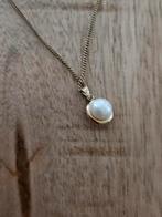 Gouden ketting met parel hanger, Gebruikt, Verzenden, Met edelsteen, Goud