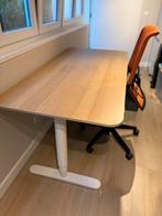 IKEA elektrisch Sta/Zit 160x70cm bureau wit eiken, Huis en Inrichting, Bureaus, Ophalen, Elektrisch, Zo goed als nieuw, Stabureau