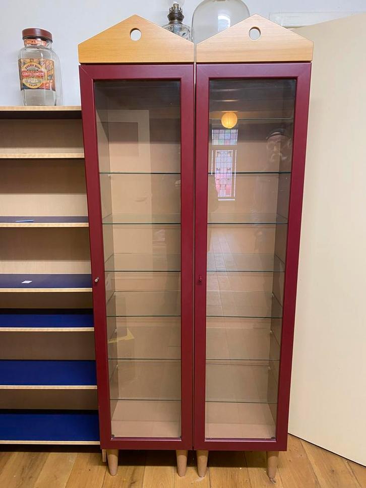 Glazen vitrinekast met deuren, Huis en Inrichting, Kasten | Buffetkasten, Gebruikt, 200 cm of meer, 50 tot 100 cm, 25 tot 50 cm