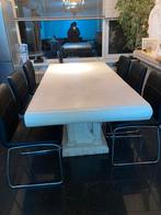 Marmer eettafel (griekse stijl) incl stoelen, Huis en Inrichting, Ophalen of Verzenden, Zo goed als nieuw, Vijf personen of meer