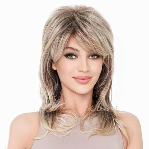 Stoere pruik halflang haar in laagjes blondmix kleur R10-26, Sieraden, Tassen en Uiterlijk, Uiterlijk | Haarverzorging, Nieuw