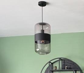 Mooie glazen hanglampen met mat zwarte band beschikbaar voor biedingen