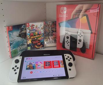 Nintendo Switch OLED in Nieuwstaat! Met 3 Games beschikbaar voor biedingen