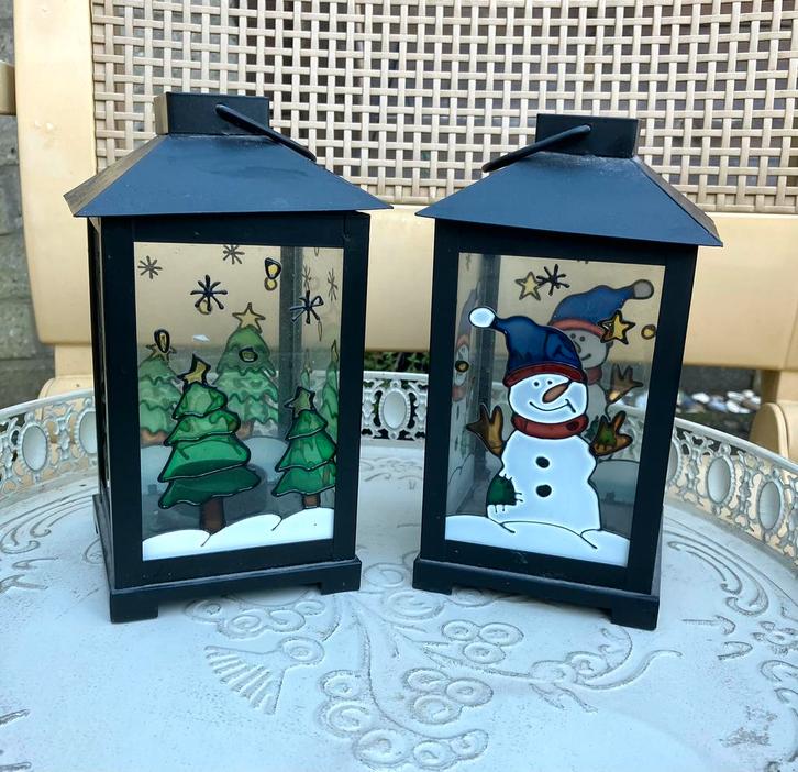 Kerst lantaren 2 stuks waxinelichtjes ✨, Diversen, Kerst, Zo goed als nieuw, Ophalen of Verzenden
