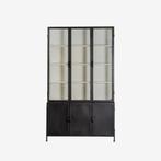 VITRINEKAST metaal  zwart elegant glas 142 cm breed actie, 100 tot 150 cm, 200 cm of meer, Ophalen of Verzenden, Glas