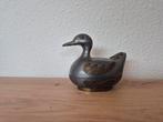 Tinnen eend met ingelegd koper., Antiek en Kunst, Antiek | Tin, Ophalen of Verzenden