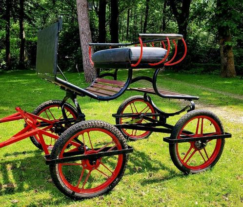 Menwagen, menkar Shetlander/ kleine pony zwart met rood, Dieren en Toebehoren, Rijtuigen en Koetsen, Gebruikt, Pony