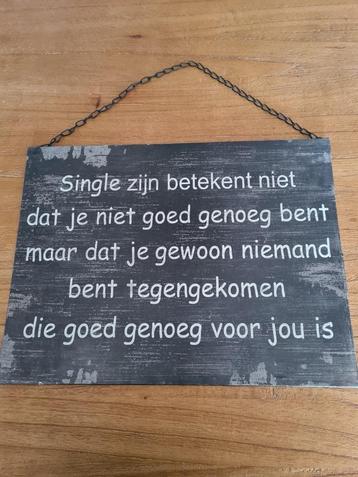 Metalen tekstbord - Single zijn beschikbaar voor biedingen