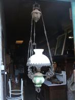 Oliehanglamp met groene majolica pot., Antiek en Kunst, Ophalen