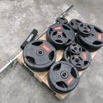 305 kilo Pt Olympische essentials Gewichten +  barbell 220cm, Ophalen, Zo goed als nieuw