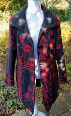 Halflange jas 🍂 WE als DESIGNAL 🍂 L XL Zwart Rode bloemen, Kleding | Dames, Overige kleuren, Maat 46/48 (XL) of groter, Ophalen of Verzenden