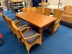 6 rieten stoelen hoog met tafel, Huis en Inrichting, Stoelen, Ophalen of Verzenden, Gebruikt, Bruin