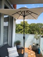 Balkon parasol met bijpassende voet, Tuin en Terras, Parasols, Ophalen of Verzenden, Zo goed als nieuw