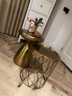 Gouden salontafels., Minder dan 55 cm, Metaal of Aluminium, Rond, Zo goed als nieuw