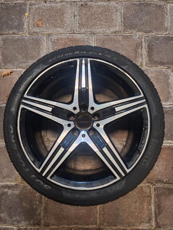 Mercedes CLS AMG Velg + Band (Gerepareerd), Auto-onderdelen, Banden en Velgen, Velg(en), Winterbanden, 19 inch, 255 mm, Personenwagen