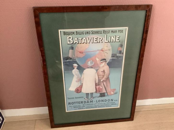 Batavier Line Reclame Poster, Antiek en Kunst, Kunst | Etsen en Gravures, Ophalen of Verzenden