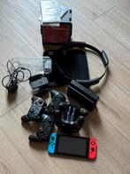 Nintendo Switch met heel veel games en accessoires, Ophalen, Zo goed als nieuw, Met 2 controllers, Switch Original