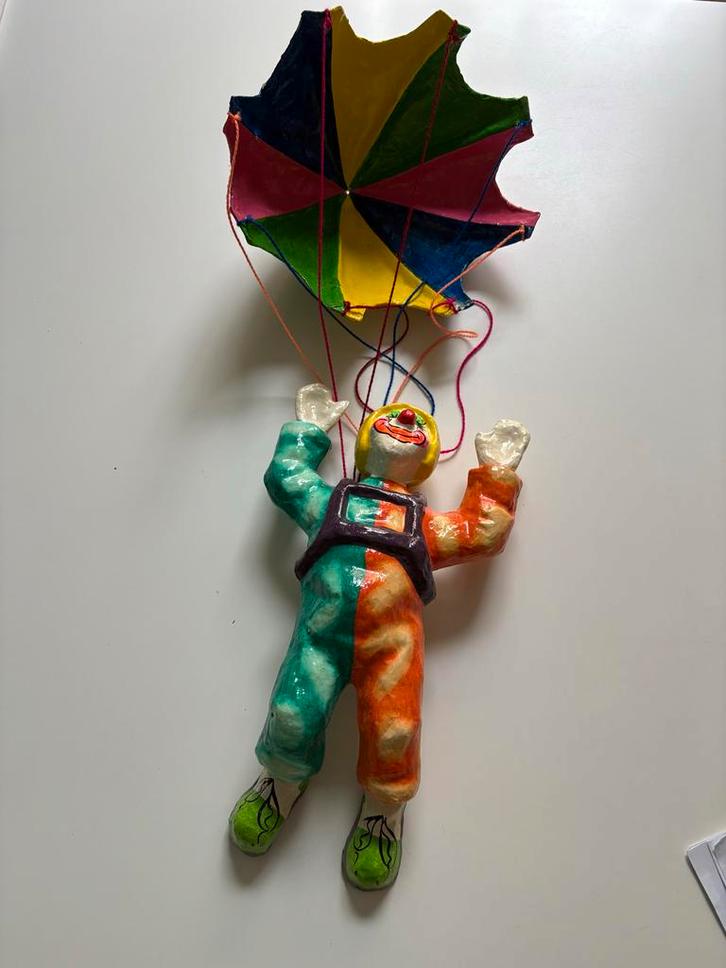 Vintage Mexicaanse Papier-Maché Clown, Antiek en Kunst, Kunst | Beelden en Houtsnijwerken, Ophalen of Verzenden