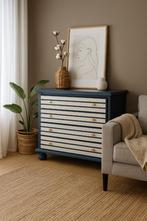 Unieke ladekast | blauw met gebroken wit |vintage/boho stijl, 100 tot 150 cm, Vintage/landelijk, Ophalen of Verzenden, Zo goed als nieuw