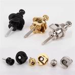(2pcs) bass guitar locking strap buttons black chrome gold, Moku Custom Guitars, Nieuw, 4613CB, Info@mokucustomguitars.com