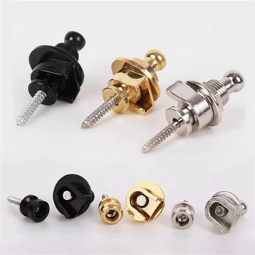(2pcs) bass guitar locking strap buttons black chrome gold beschikbaar voor biedingen