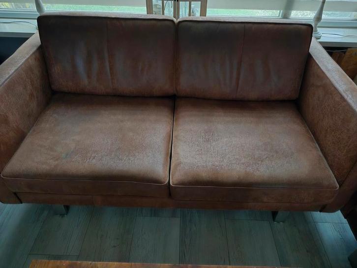 Cognac kleur bank, Huis en Inrichting, Banken | Bankstellen, Zo goed als nieuw, Tweepersoons, 150 tot 200 cm, 75 tot 100 cm, Leer