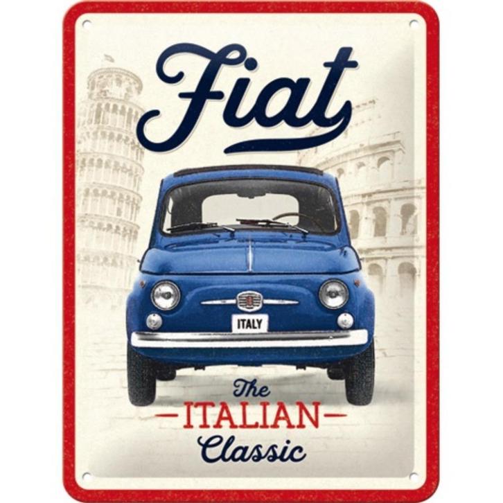 Fiat 500 The Italian Classic relief reclamebord van metaal, Verzamelen, Automerken, Motoren en Formule 1, Nieuw, Auto's, Verzenden